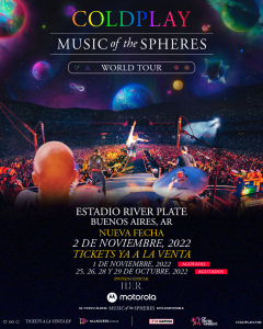 Éxito total: ¡Coldplay agotó 7 fechas en Argentina! 1 Coldplay nueva fecha 2 1 nov agotado feed