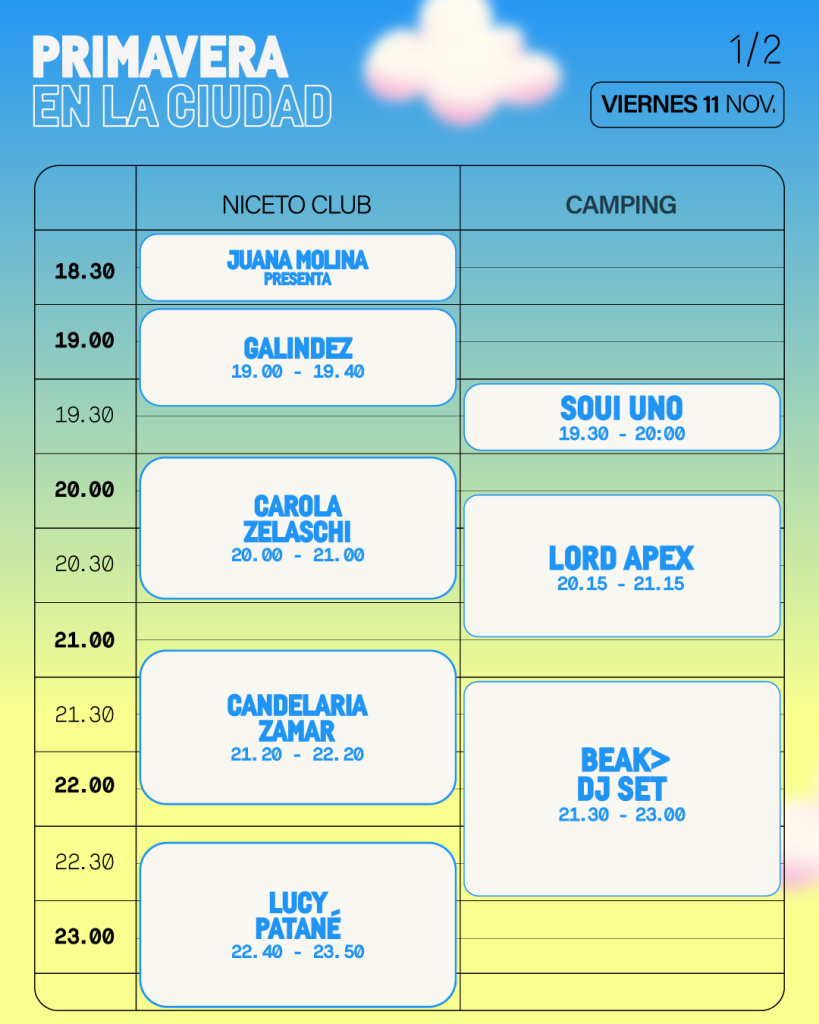 Urbana Play anuncia: ¡Primavera Sound Buenos Aires presenta la grilla de #PrimaveraEnLaCiudad! 9 9 11 VIERNES 1