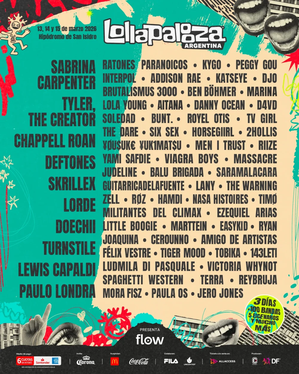 Urbana Play anuncia: ¡Lollapalooza Argentina confirmó su LINE UP para la edición 2026! - Urbana Play 104.3